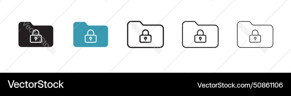 Secret folder icon set confidential data secure Vector Image