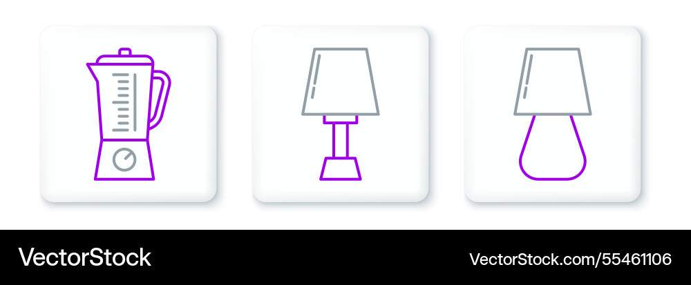 Set line table lamp blender and icon Set line table lamp blender and icon Vector Image