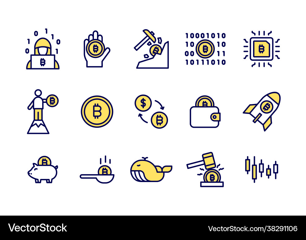 Simple set bitcoin line icons Simple set bitcoin line icons vector image