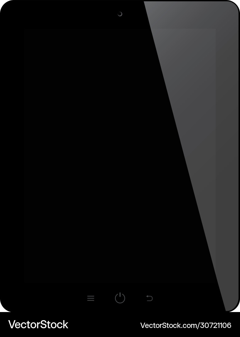 Tablet computer with black screen on isolated vector image
