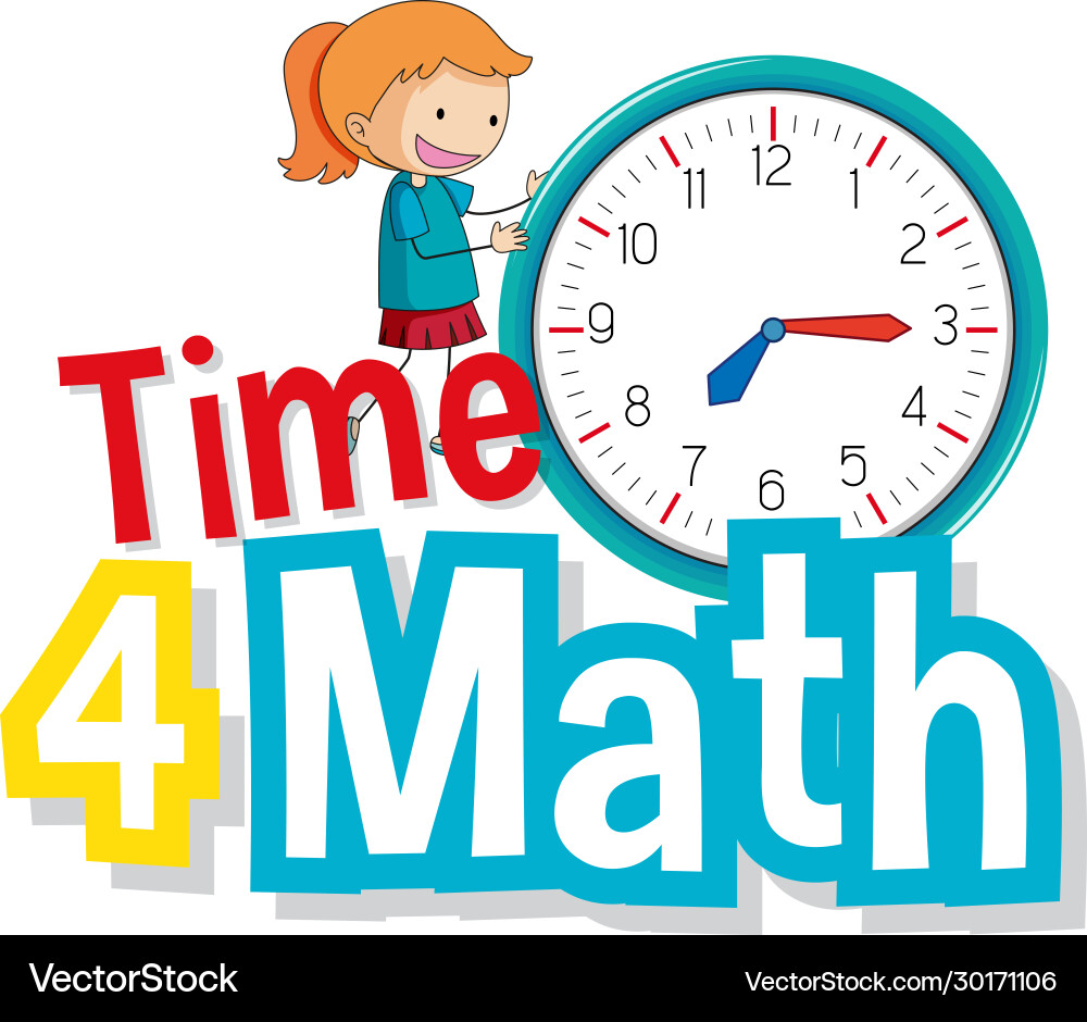 Time Math Font with Clock Kid vector image