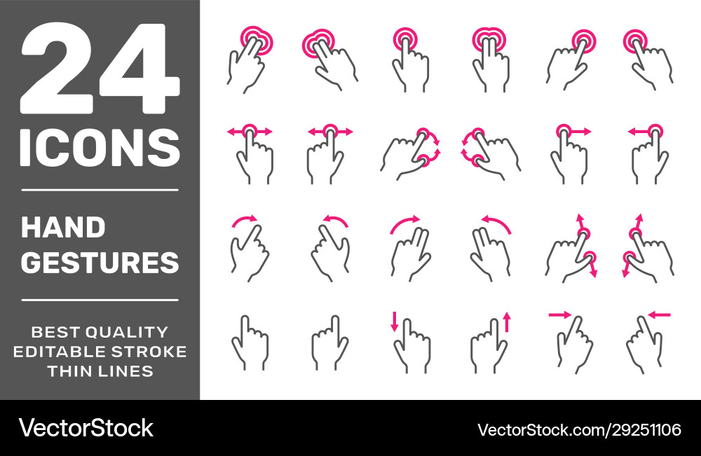 Touchscreen Gesture Icons - Simple Vector Image