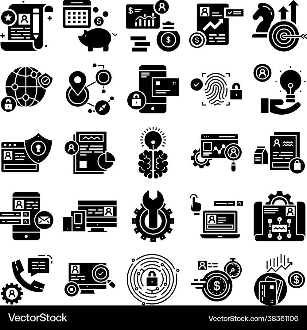 Ui design solid icons 1 Vector Image