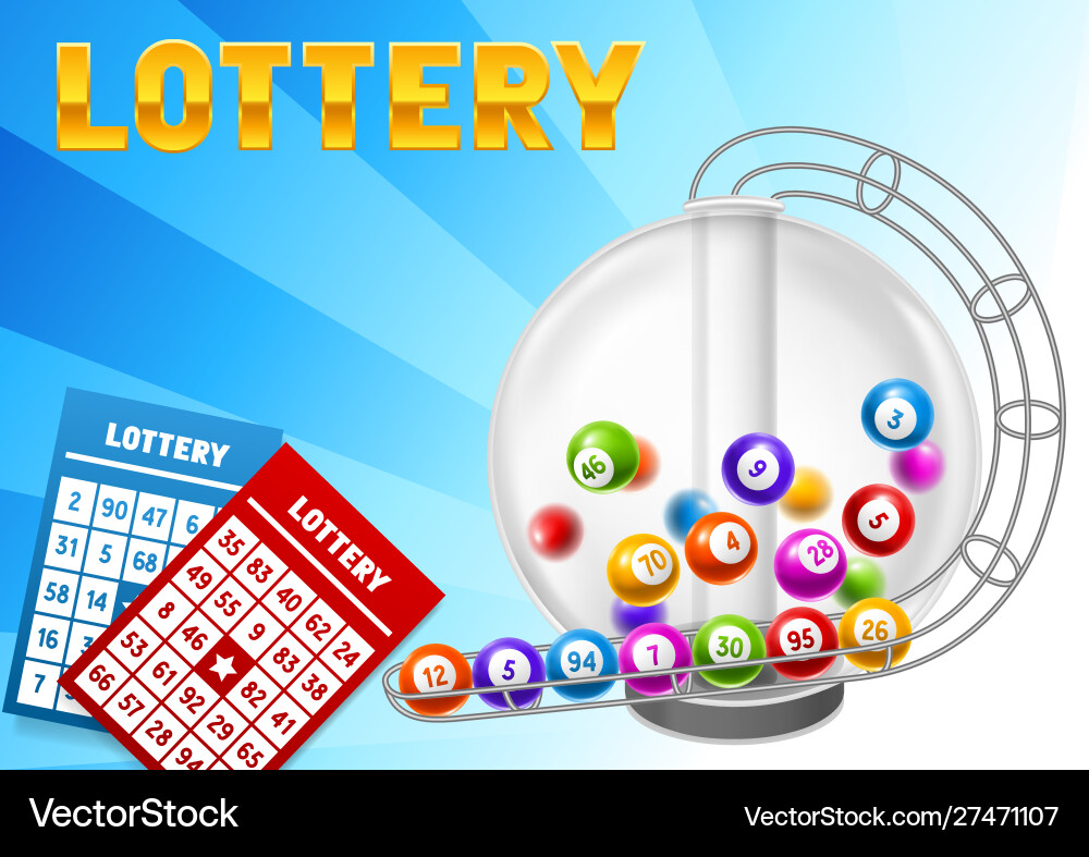 Bingo or lottery card with balls and lotto machine Bingo or lottery card with balls and lotto machine vector image