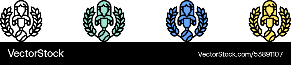 Championship icon outline green blue and yellow Championship icon outline green blue and yellow vector image