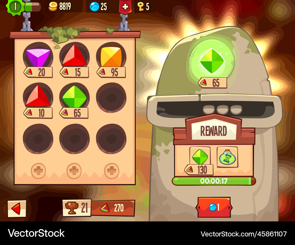 Complete set of level button game ui pop-up icon Vector Image