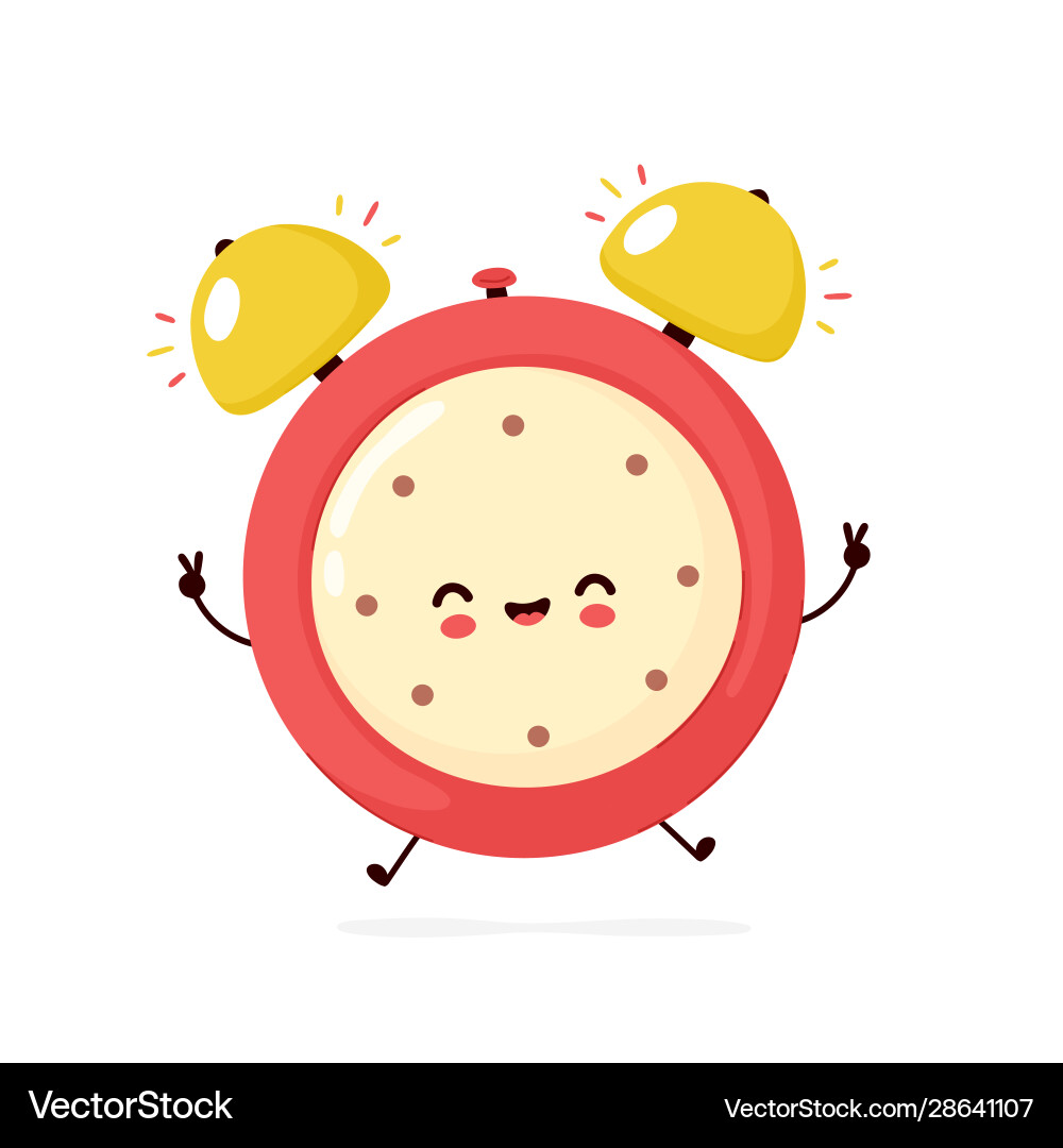 Cute smiling happy alarm time clock Royalty Free Vector