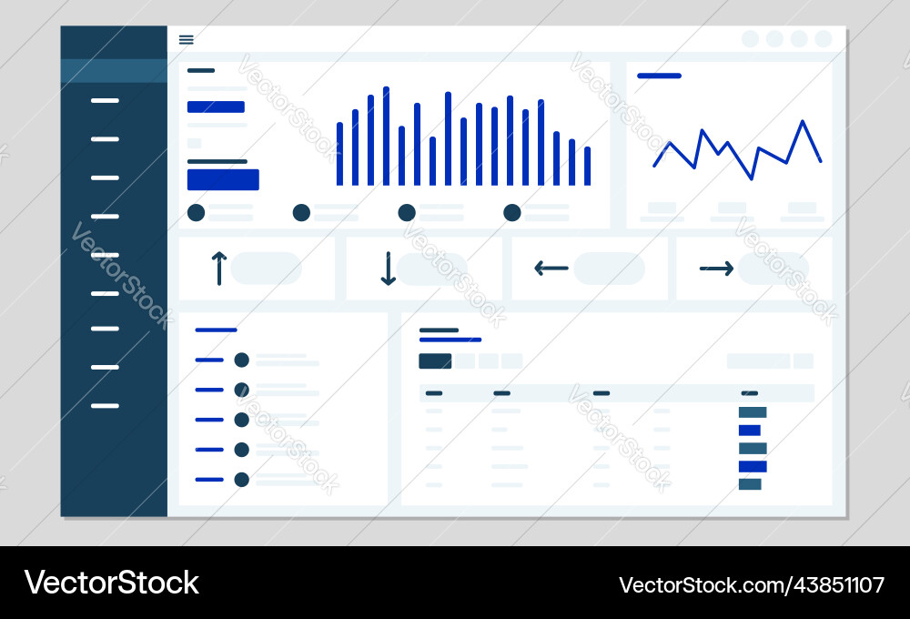 Dashboard ui flat wireframe concept Dashboard ui flat wireframe concept vector image