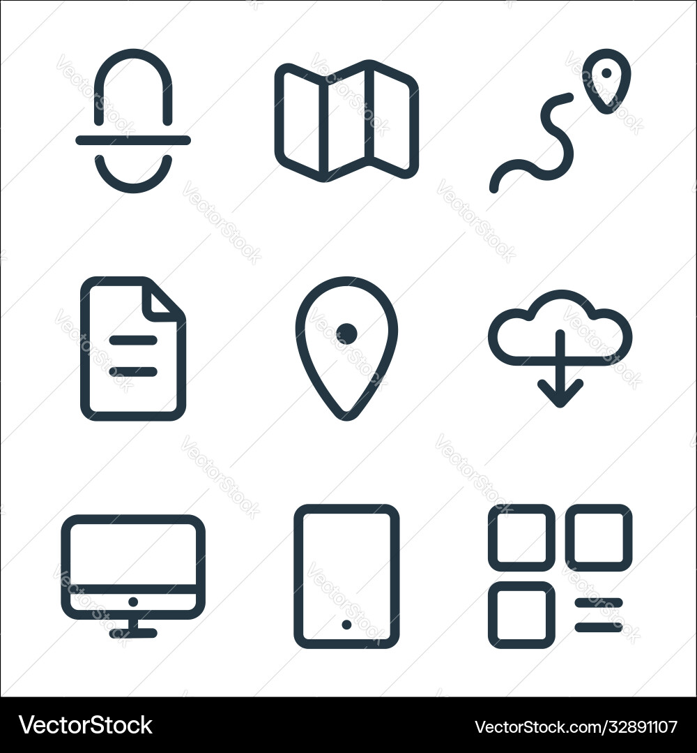 Device line icons linear set quality Device line icons linear set quality vector image