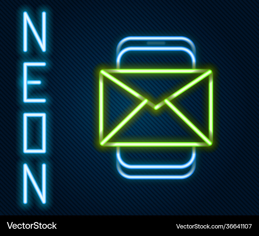 Glowing neon line mobile and envelope new message Glowing neon line mobile and envelope new message vector image
