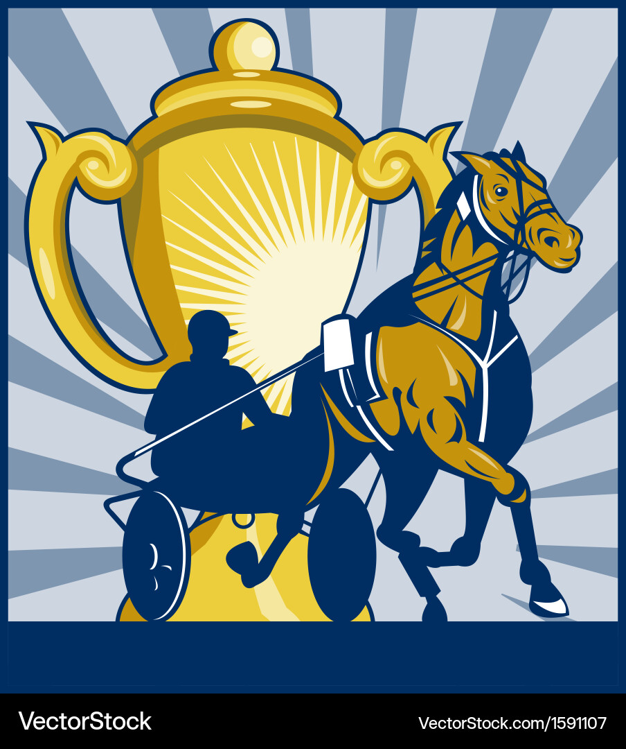Harness Racing with Championship Cup Vector Image