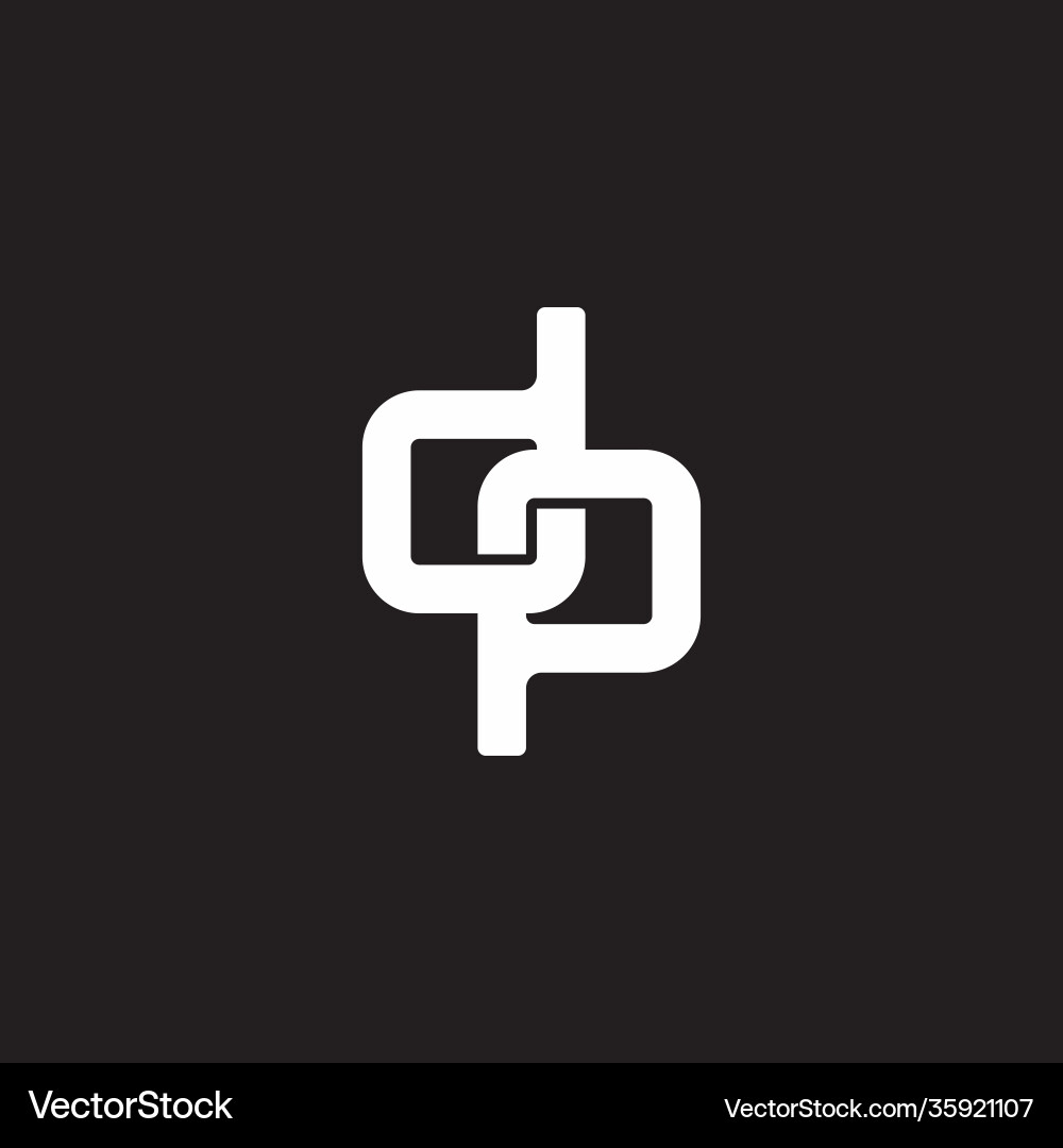 Letter dp linked chain overlap design symbol vector image