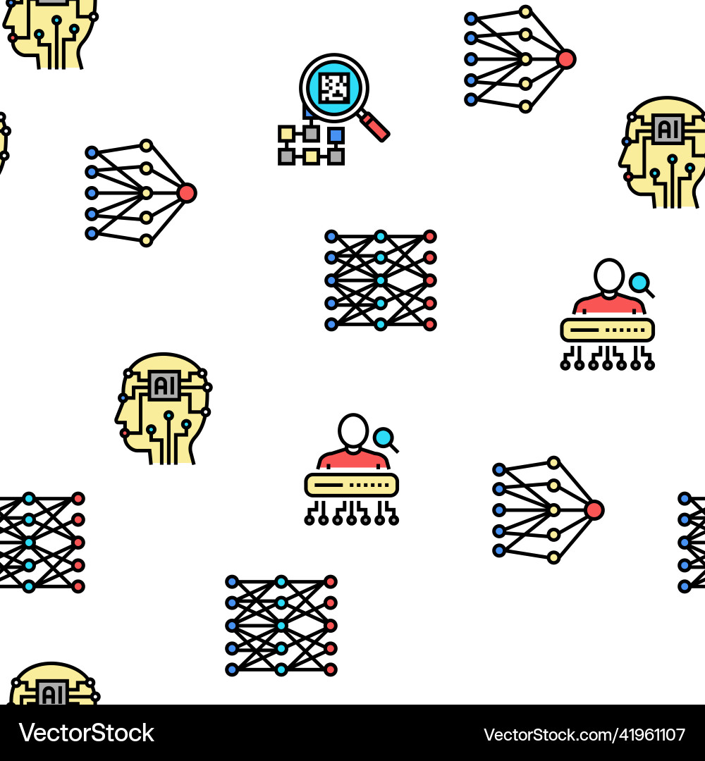 Neural network and ai seamless pattern Neural network and ai seamless pattern Vector Image