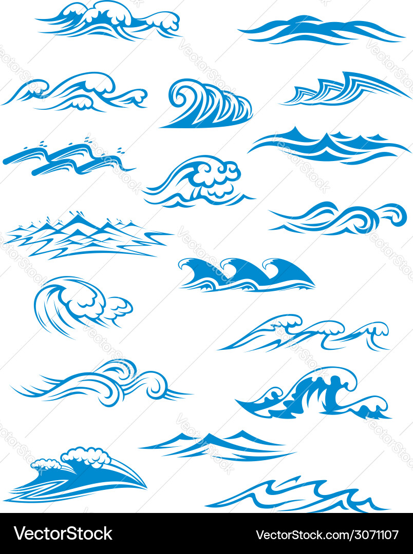 Ocean Wave Splash Set Vector Image
