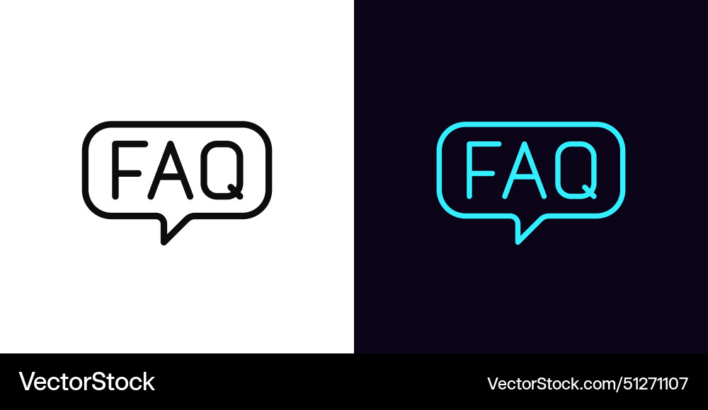 Outline faq icon with editable stroke text Outline faq icon with editable stroke text vector image