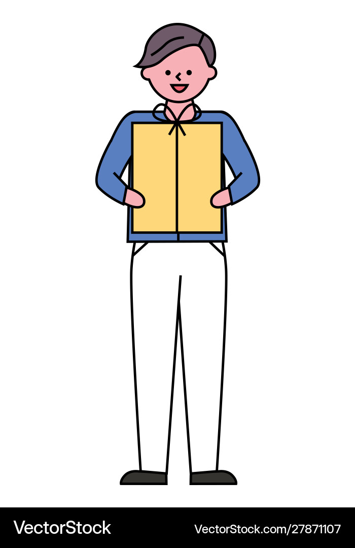 Person holding big present for holiday celebration Person holding big present for holiday celebration vector image