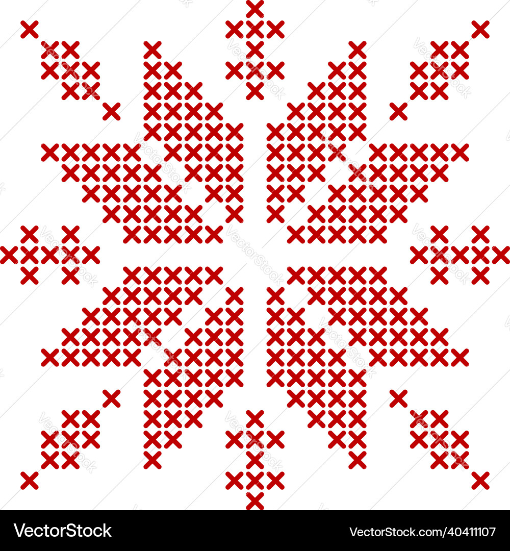 Scandinavian knitting pattern geometric redwork Scandinavian knitting pattern geometric redwork vector image