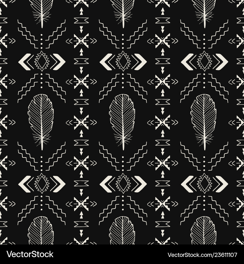 Schwarze und weiße handgemachte aztec boho nahtlos Schwarze und weiße handgemachte aztec boho nahtlos vektorbild