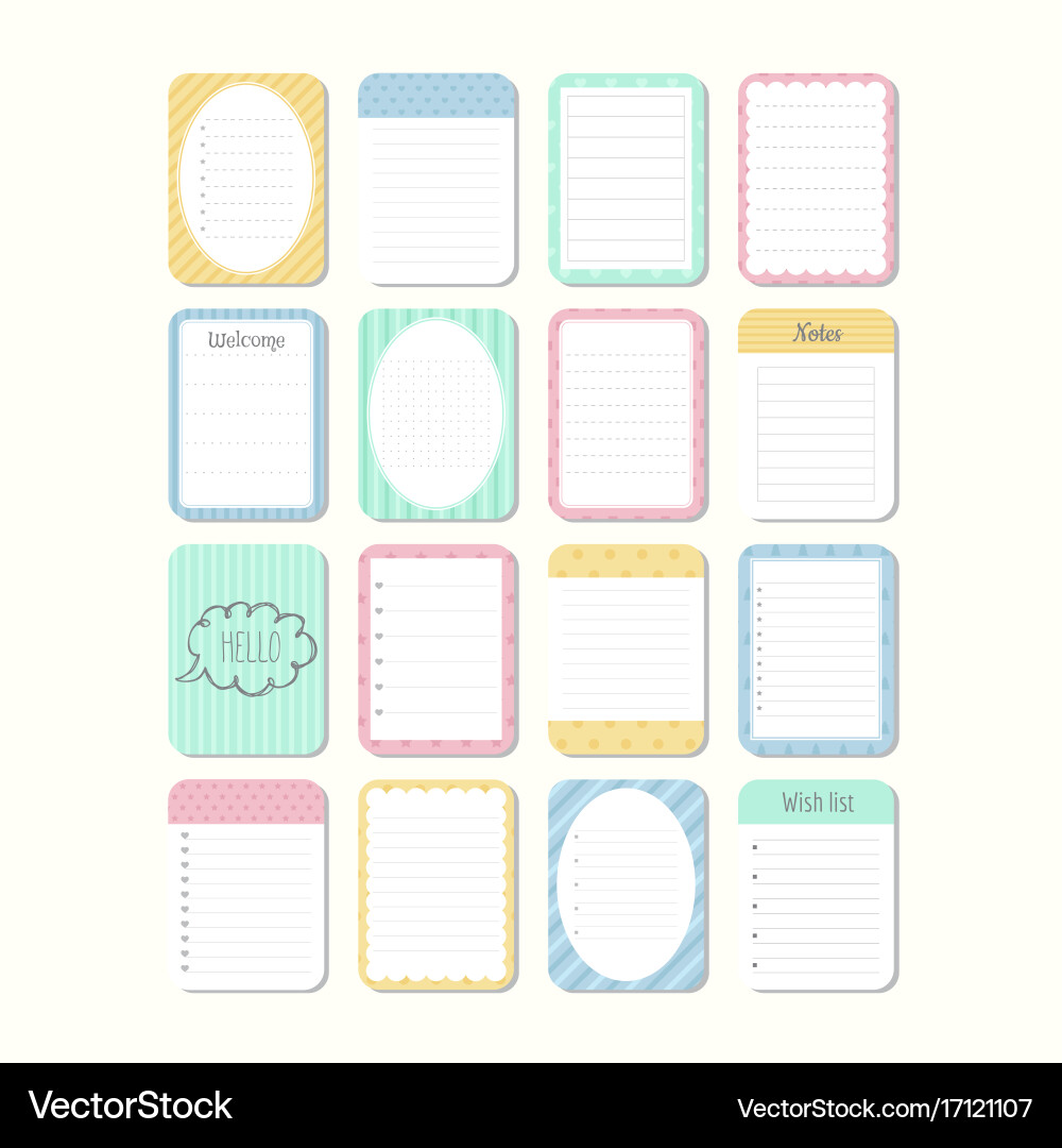 Sheets of paper template notepad collection vector image