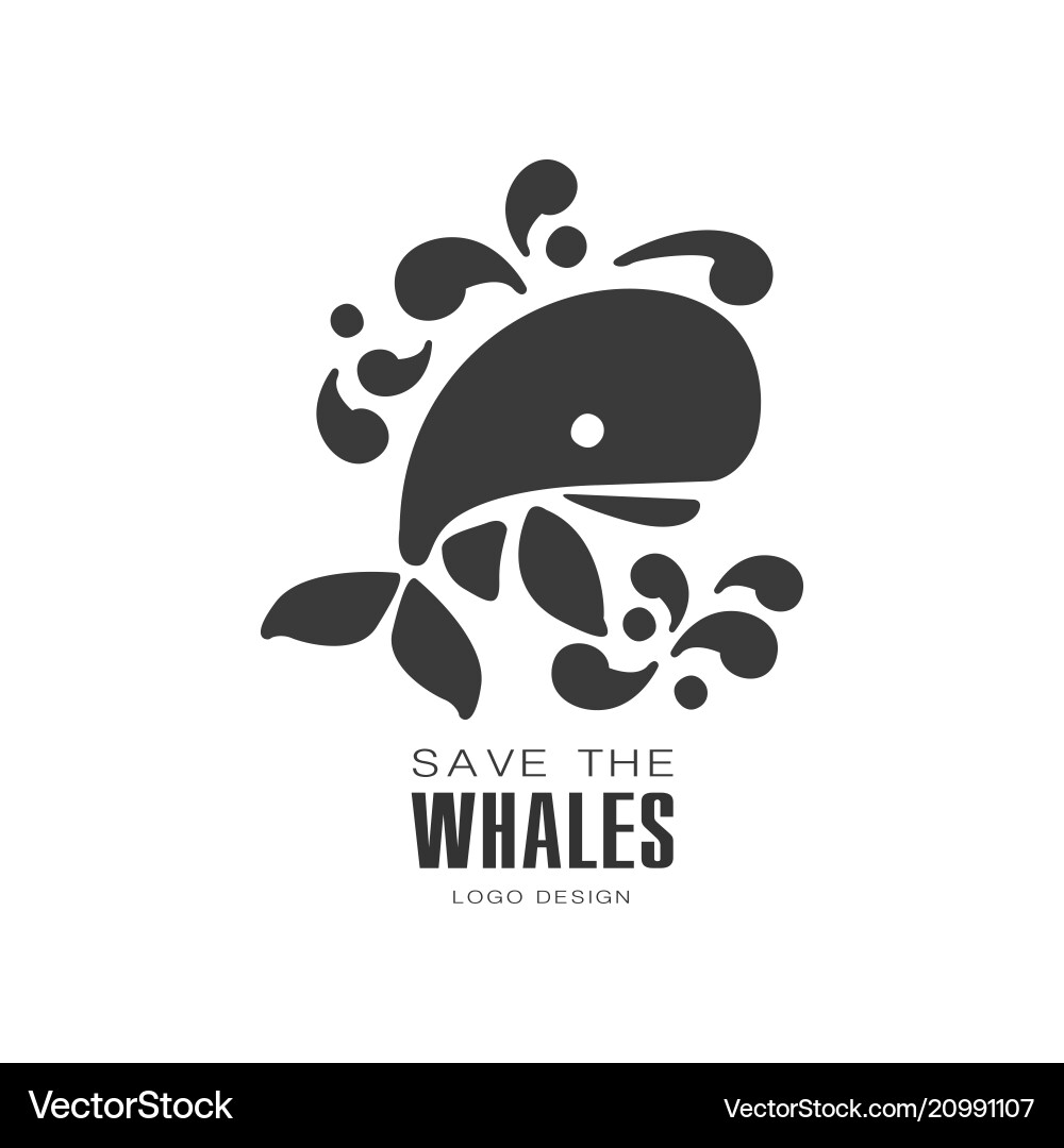 Speichern Sie die Wale Logo Design Schutz der wilden Speichern Sie die Wale Logo Design Schutz der wilden vektorbild