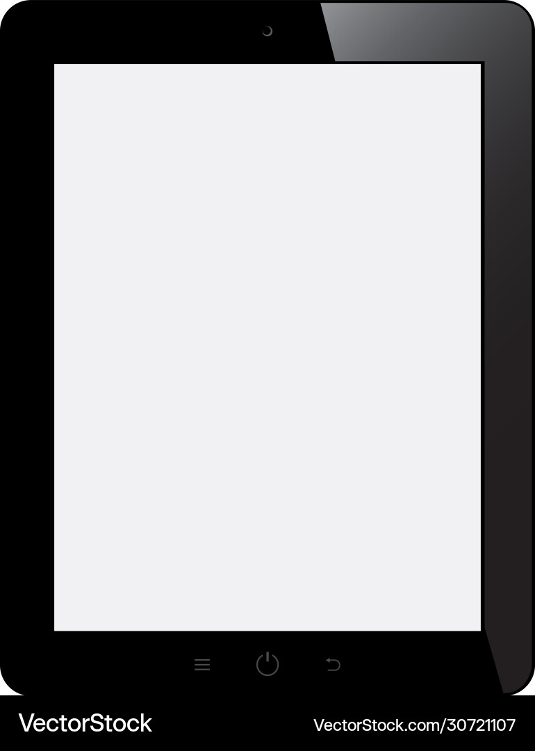 Tablet computer with blank screen on isolated vector image