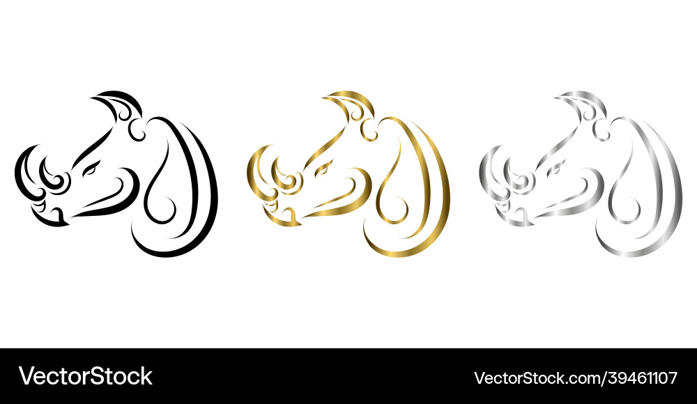 Three color black gold and silver line art Three color black gold and silver line art vector image