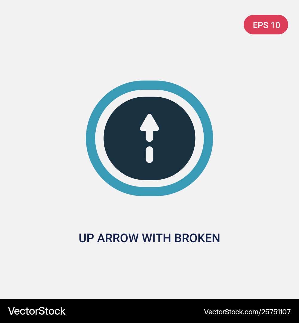 Two color up arrow with broken line icon from Two color up arrow with broken line icon from vector image