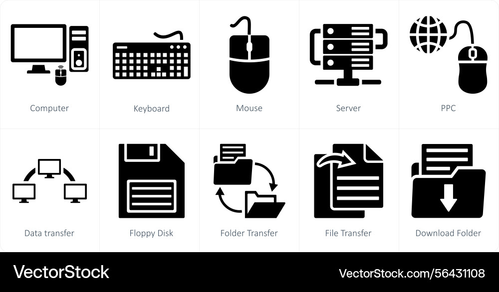A set of 10 mix icons as computer keyboard mouse vector image
