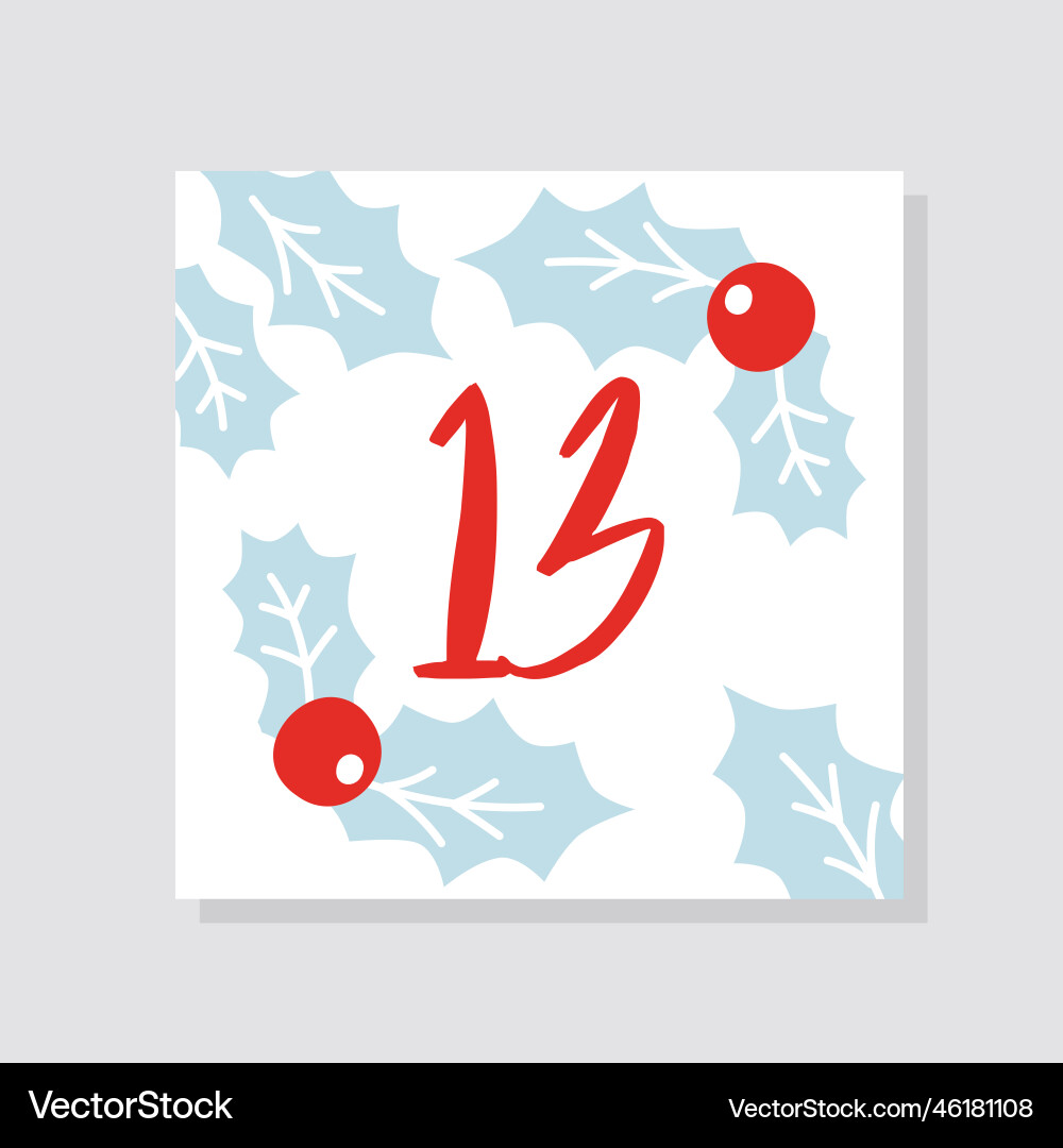 Advent calendar with number 13 Advent calendar with number 13 vector image