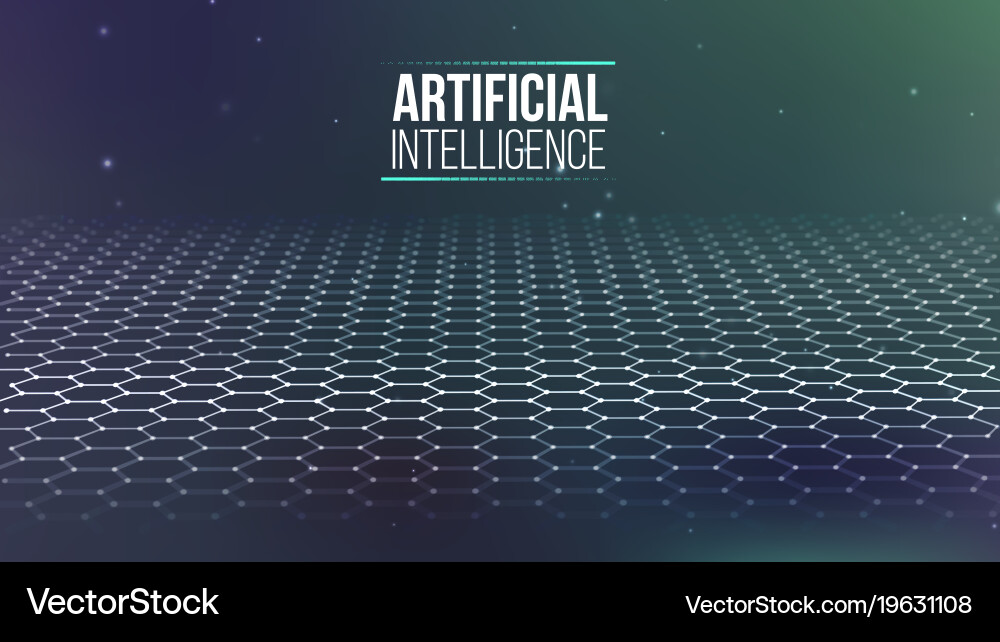 Background 3d grid ai tech wire network vector image