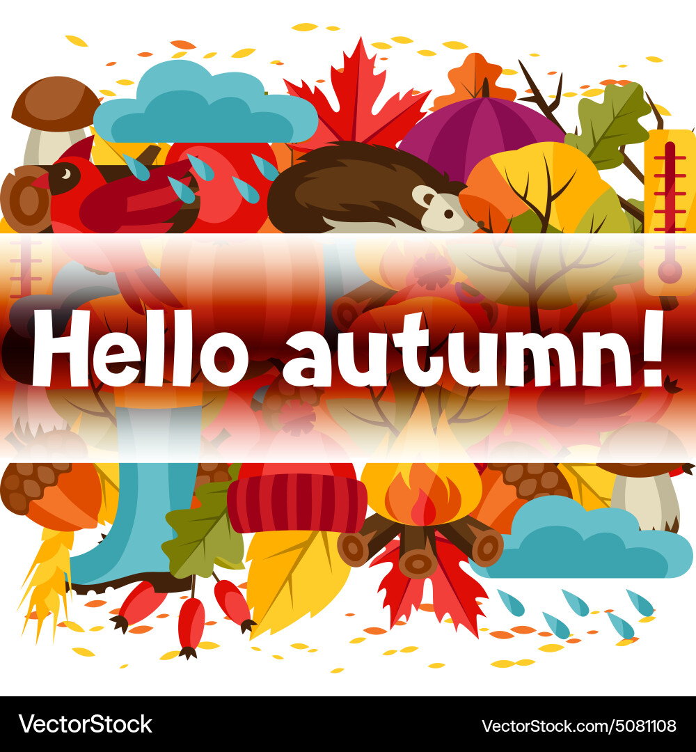 Background design with autumn icons and objects Vector Image