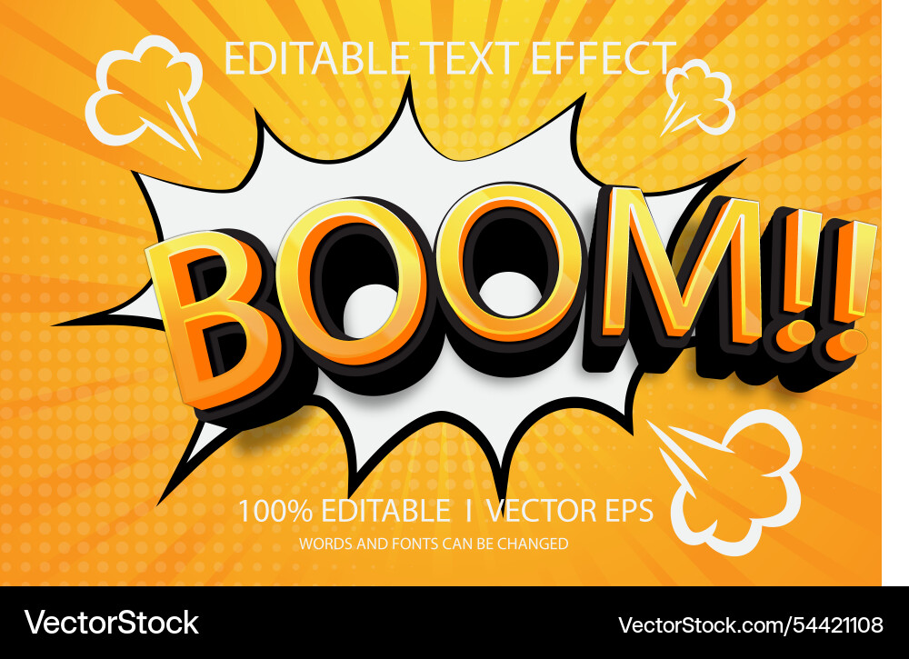 Boom 3d text effect with modern style design Vector Image