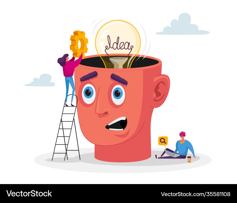 Business characters work on project searching Business characters work on project searching Vector Image