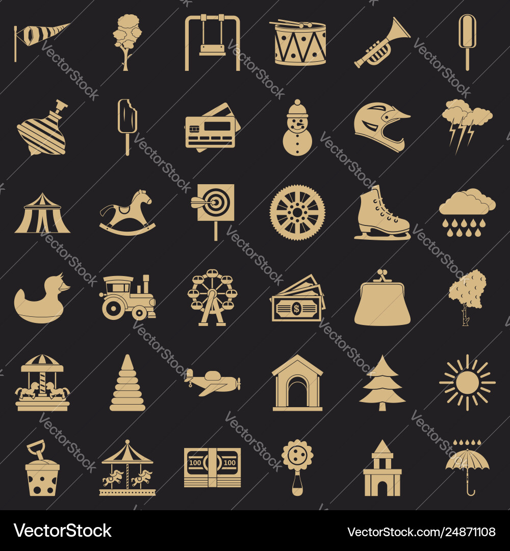 Children carousel icons set simple style Children carousel icons set simple style vector image