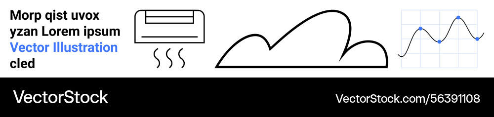 Cloud air conditioning unit and line graph Cloud air conditioning unit and line graph Vector Image