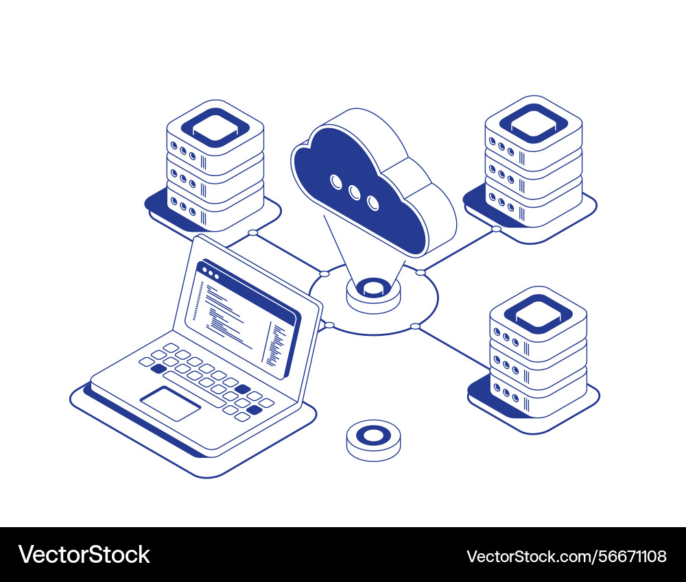 Cloud computing isometric Cloud computing isometric vector image