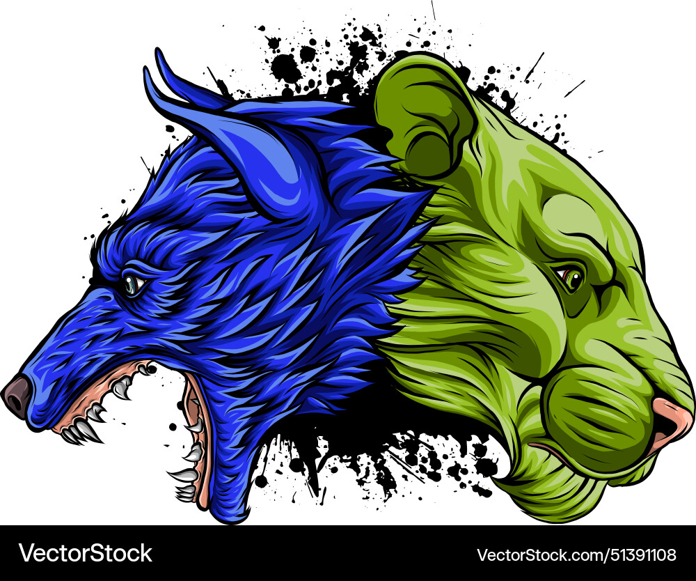 Colored wolf head mascotn Royalty Free Vector Image