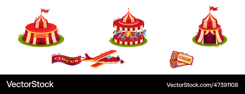 Colorful ircus objects with tent carousel Vector Image