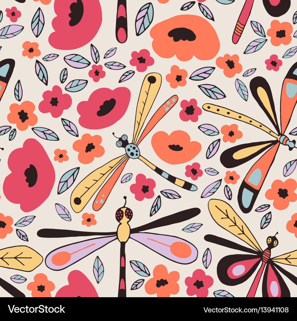 Dragonflies seamless patterns Dragonflies seamless patterns vector image