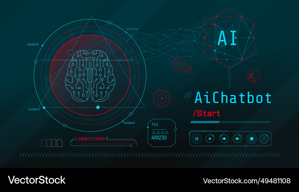 Futuristic interface for brain research with data Futuristic interface for brain research with data vector image