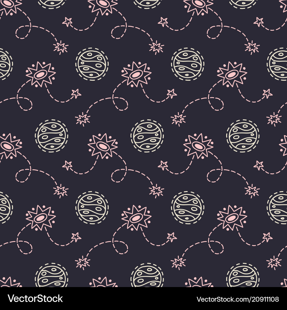Hand drawn outer space seamless pattern vector image