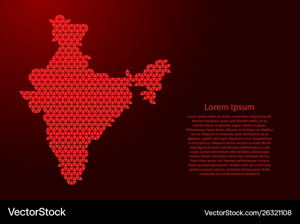 India map abstract schematic from red triangles India map abstract schematic from red triangles vector image