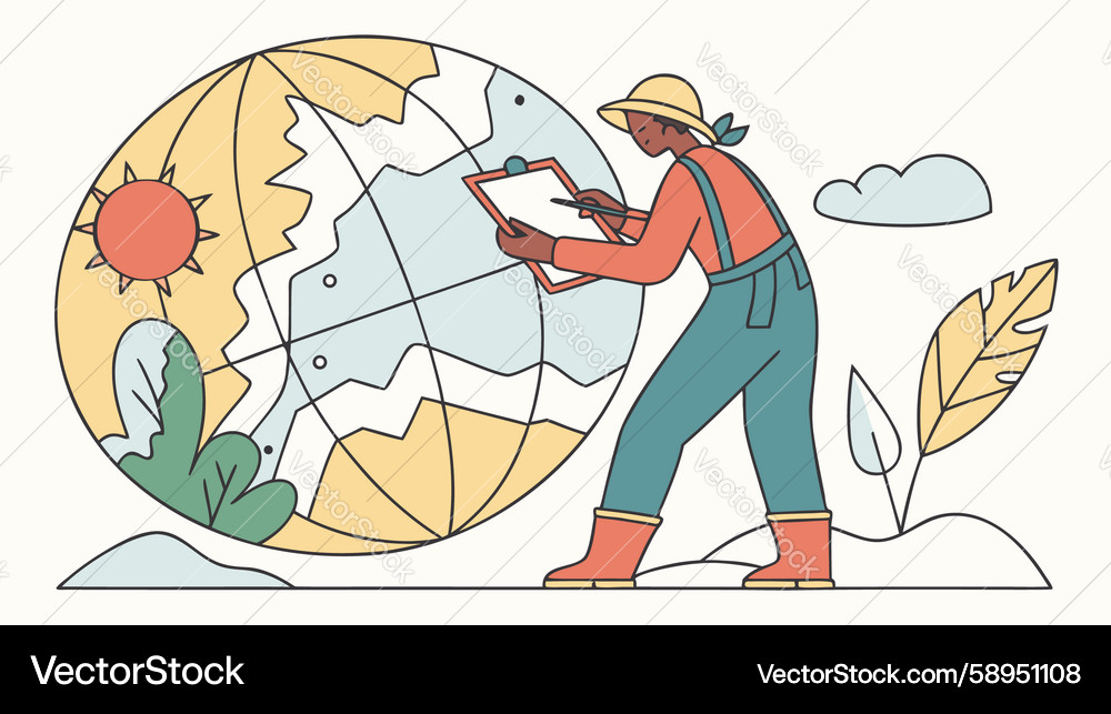 Man Analyzing Global Map Vector Image