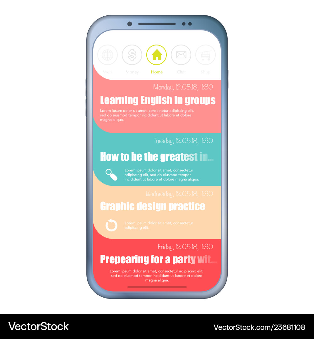 Mobile App UI Phone Interface vector image