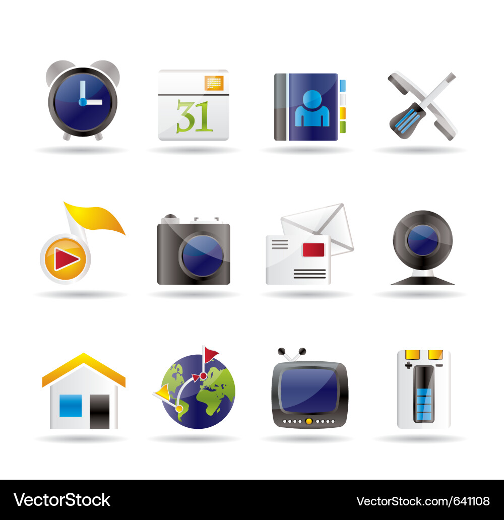 Mobile phone and computer icons vector image