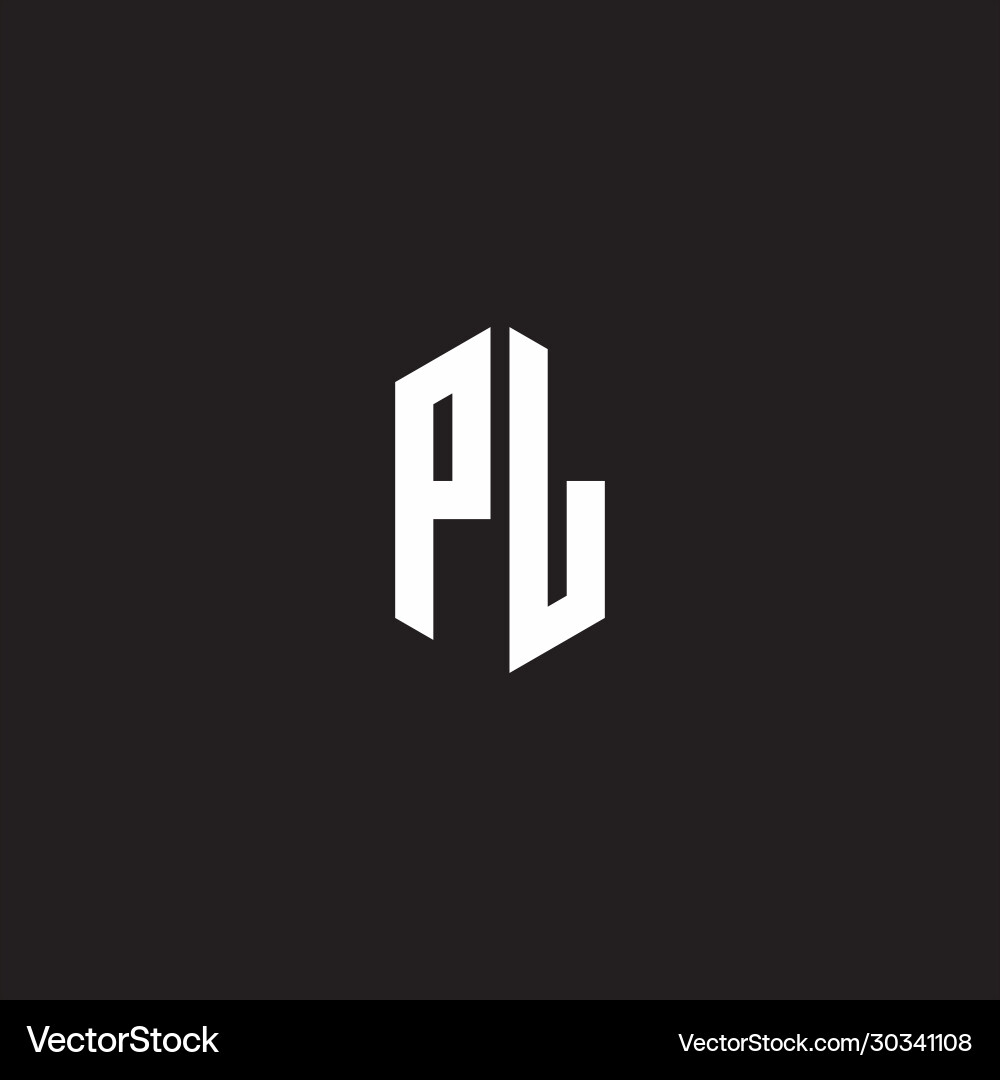 Pl logo monogram with hexagon shape style design Pl logo monogram with hexagon shape style design vector image