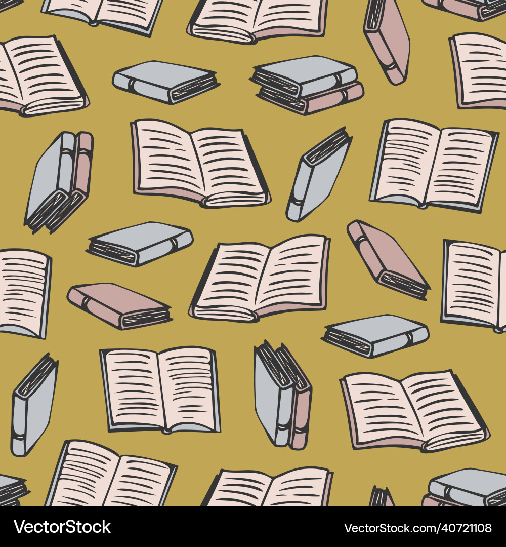 Seamless pattern with opened and closed books Seamless pattern with opened and closed books Vector Image
