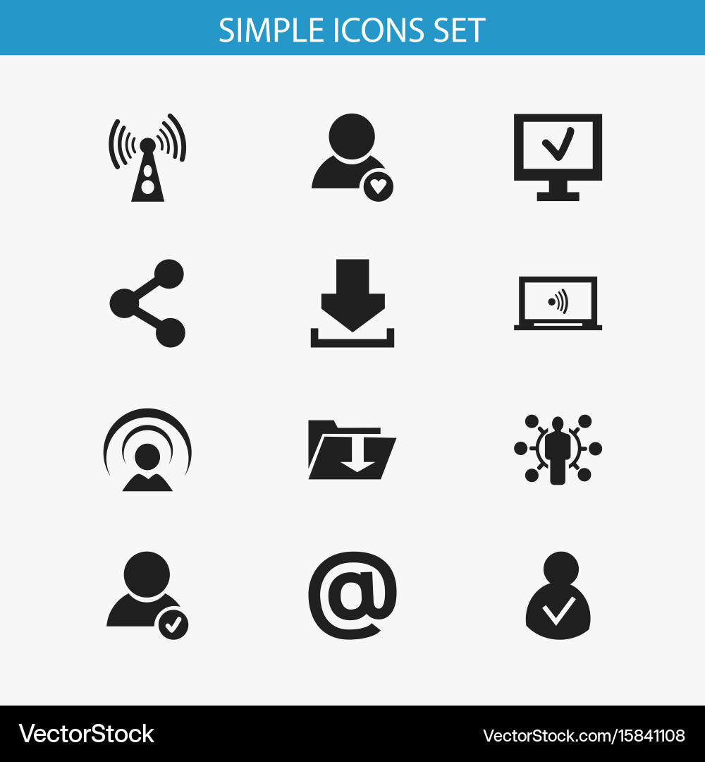 Set of 12 editable network icons includes symbols vector image