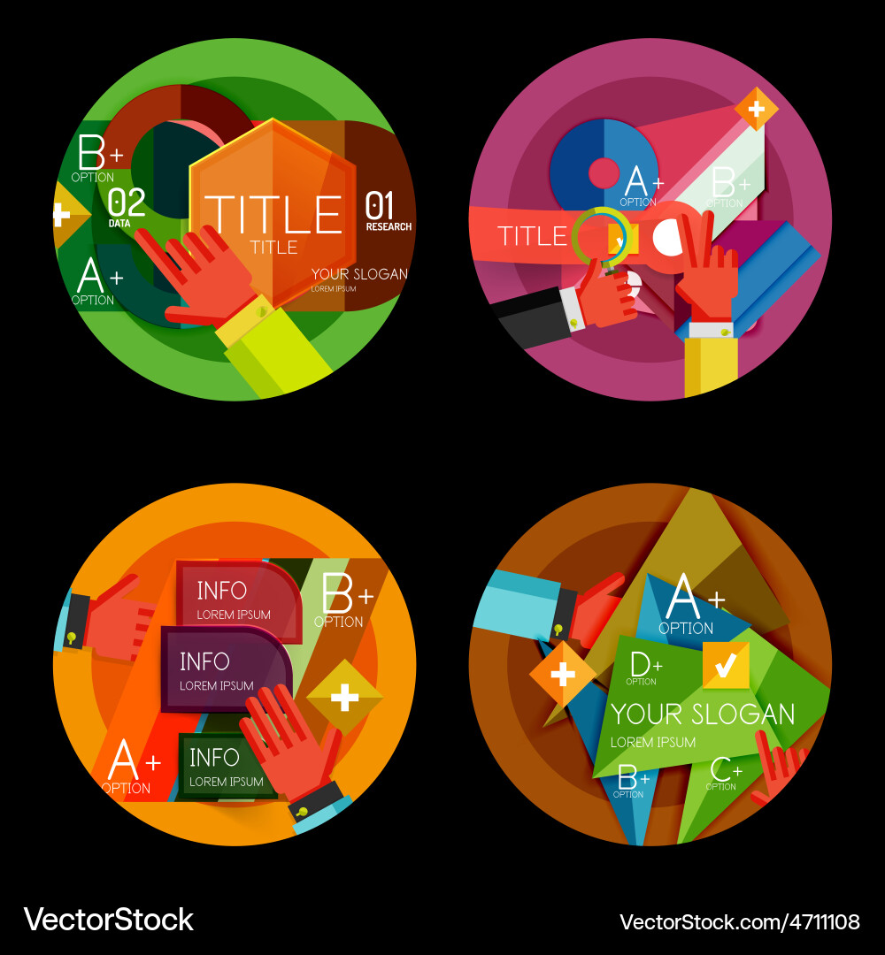 Set of option presentation labels flat design web Vector Image
