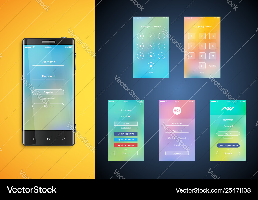 Simple and colorful ui set for smartphones Simple and colorful ui set for smartphones vector image